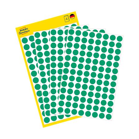 Etikett, 8 mm, kör, AVERY ZWECKFORM, zöld, 416 etikett/csomag